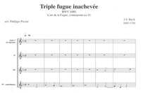 【楽譜】バッハ：未完の3声のフーガBWV1080（ギター3部&コントラバス）［パヴィオ編曲］