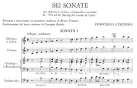 【楽譜】ジェミニアーニ：6つのソナタ（GまたはVn&Vc&Cemb）［トナッツィ＆ラドール編曲］スコア