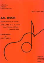 【楽譜】バッハ：アダージョ（2Gまたは3Gまたは4G）［サンチェス編曲］ヴァイオリン・ソナタ第5番より