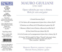 【CD】ベルティーニ(S)＆フィッコ(G)〈ジュリアーニ：声楽とギターのための作品集〉
